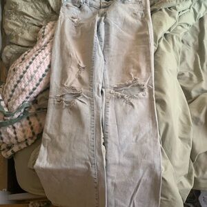 Aeropostale Light Gray Distressed Boyfriend Jeans